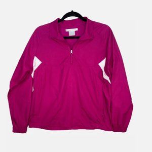 Nike Pullover 1/4 Zip Windbreaker Jacket w/Pockets - Large in Fuchsia & White